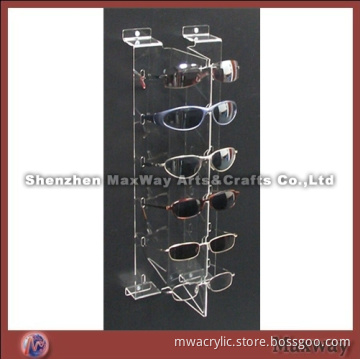 V-shaped transparent 6 pairs acrylic/lucite sunglasses holder/display rack